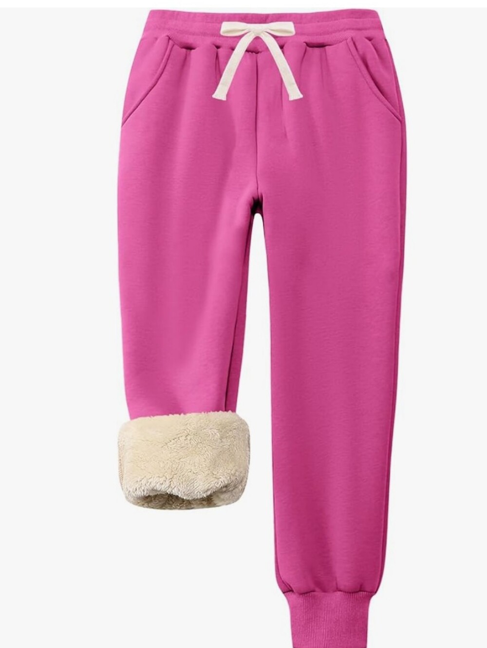 Pink Sherpa Lined Jogger Sweatpants with Cream Drawstring Size 9-10